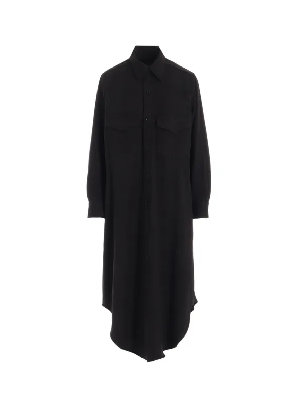 W/NY HERRINGBONE MILITARY LONG DRESS made by Yohji Yamamoto