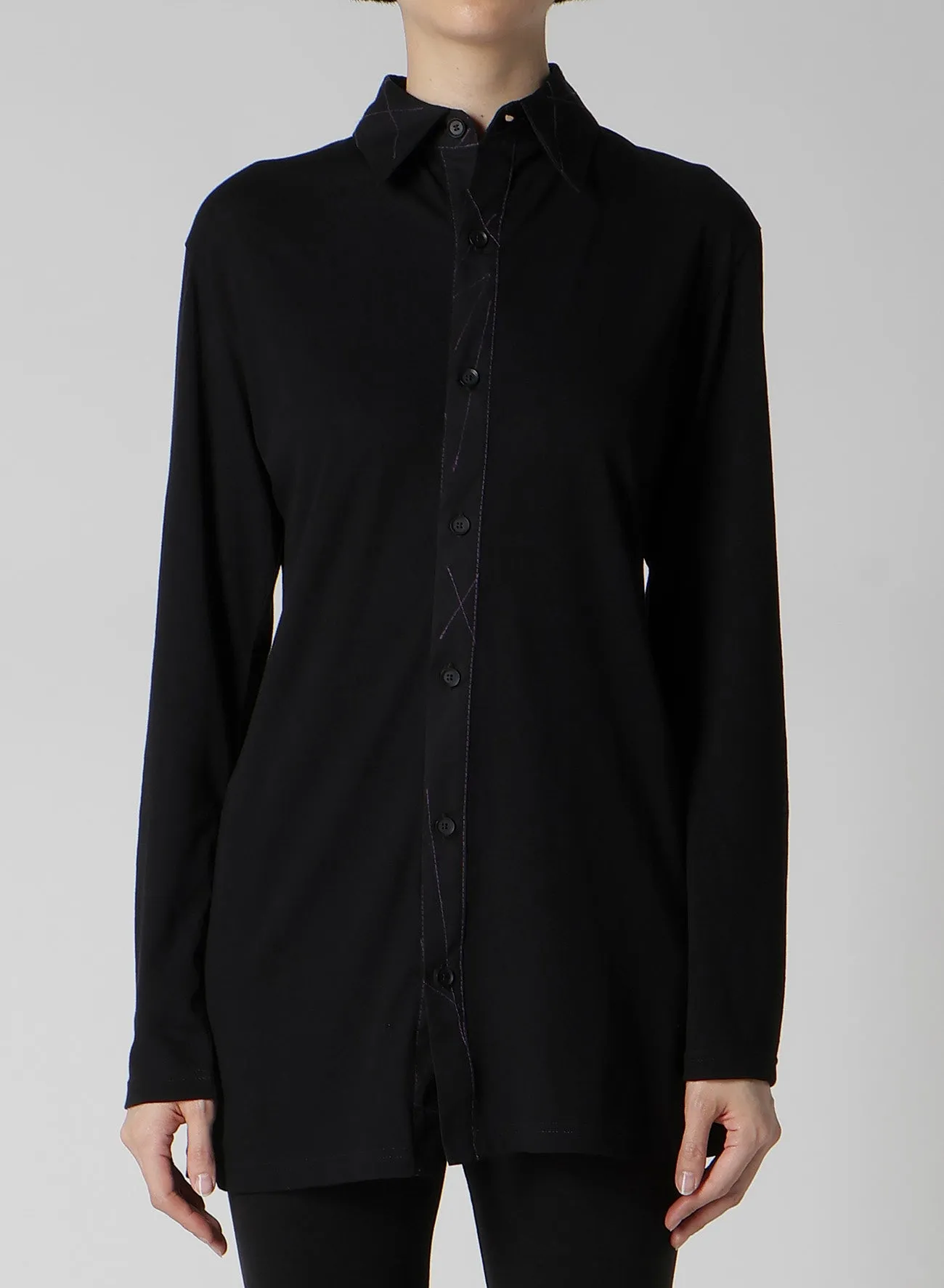 COTTON SINGLE JERSEY COLOR STITCHED BLOUSE A sold by Yohji Yamamoto product image thumbnail 3