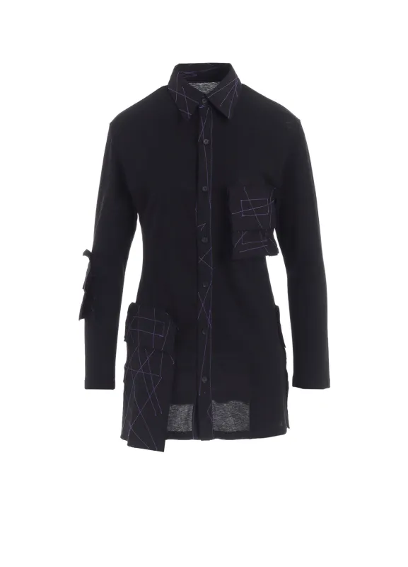 COTTON SINGLE JERSEY COLOR STITCHED BLOUSE G sold by Yohji Yamamoto