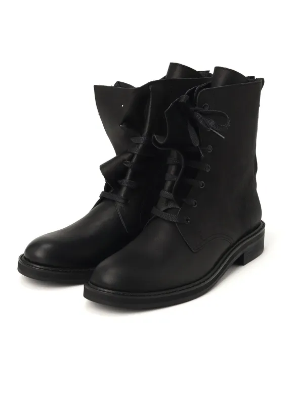 SEMI-MATTE LEATHER DRAPE BOOTS made by Yohji Yamamoto