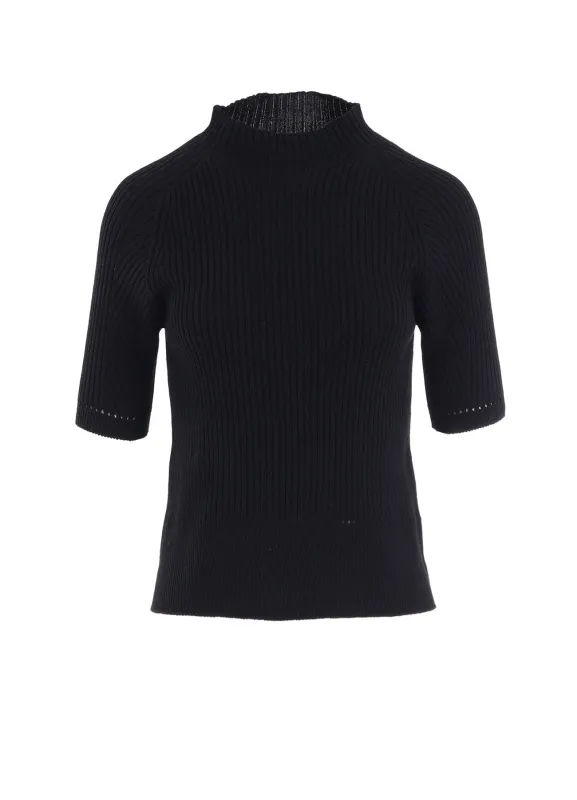 RIB EYELET HALF-SLEEVE KNIT made by Yohji Yamamoto