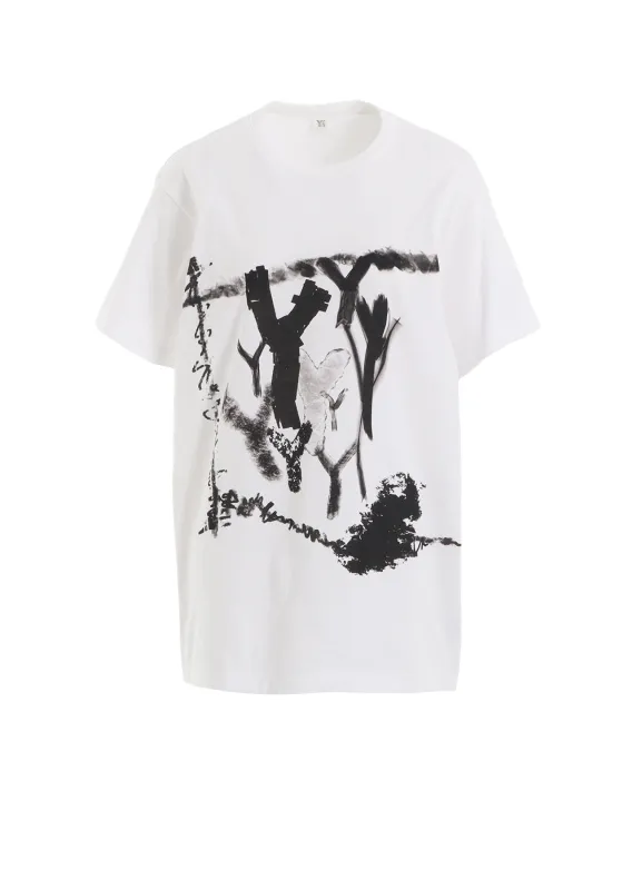 "Y" PIGMENT-PRINT HALF-SLEEVE TEE sold by Yohji Yamamoto
