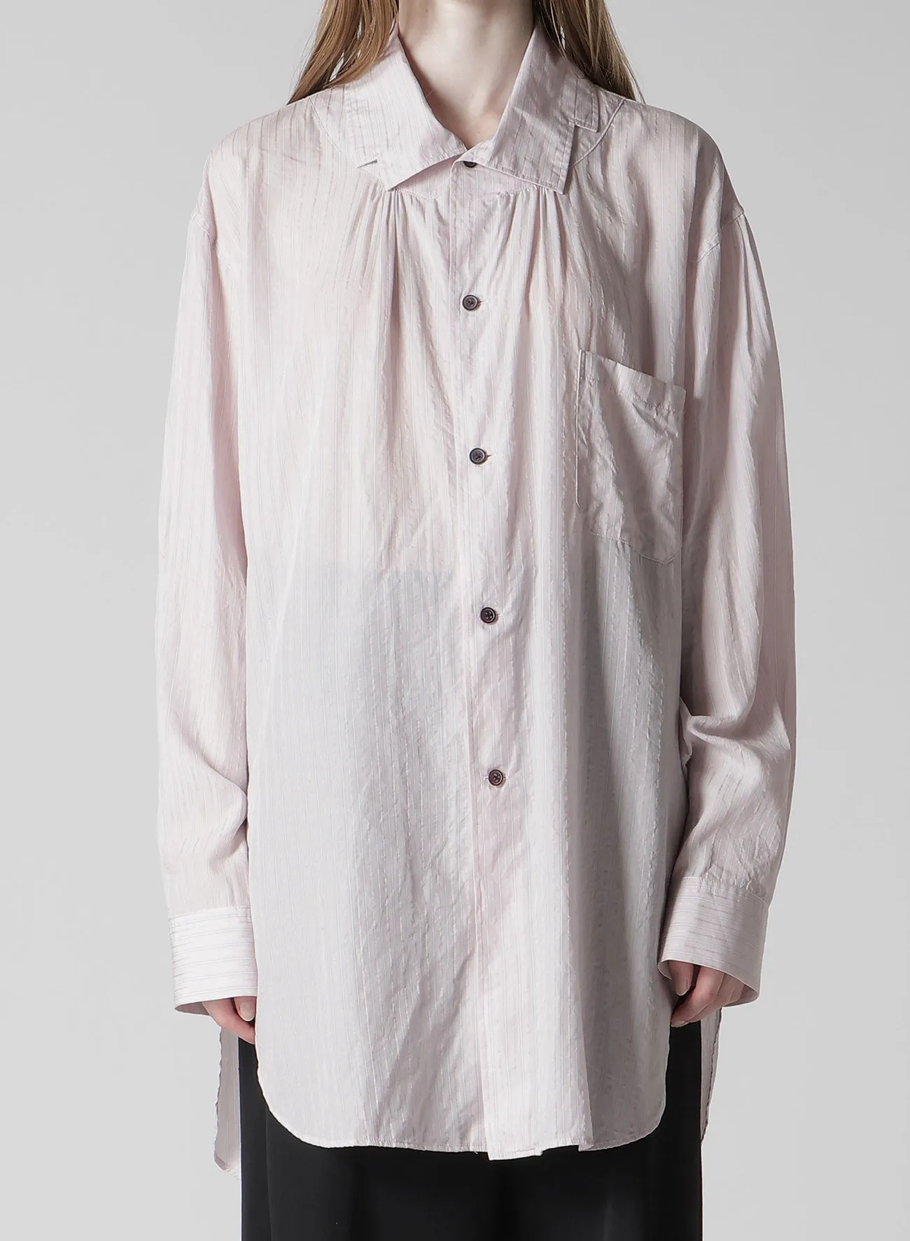 CELLULOSE STRIPE SQUARE-COLLAR SHIRT sold by Yohji Yamamoto product image thumbnail 4