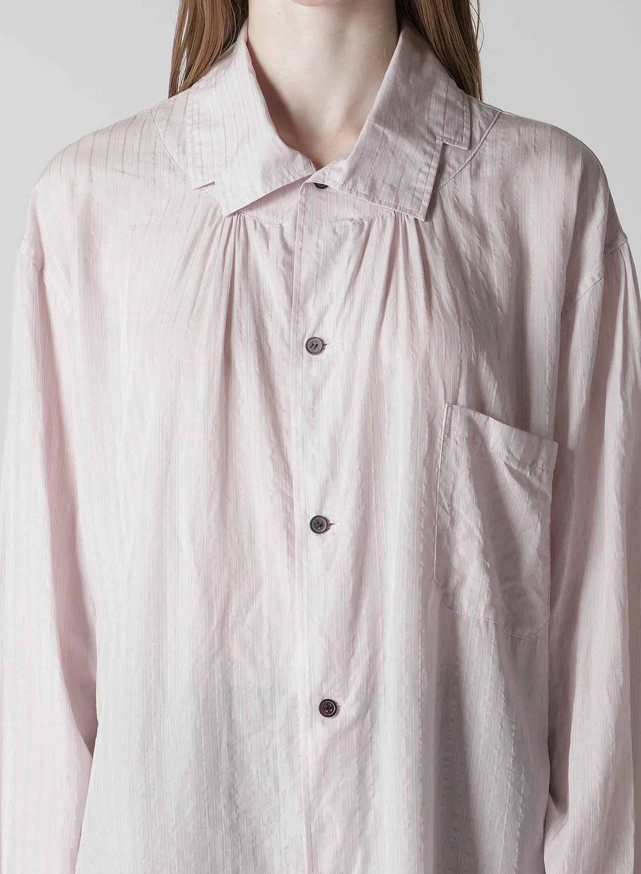 CELLULOSE STRIPE SQUARE-COLLAR SHIRT sold by Yohji Yamamoto product image thumbnail 5