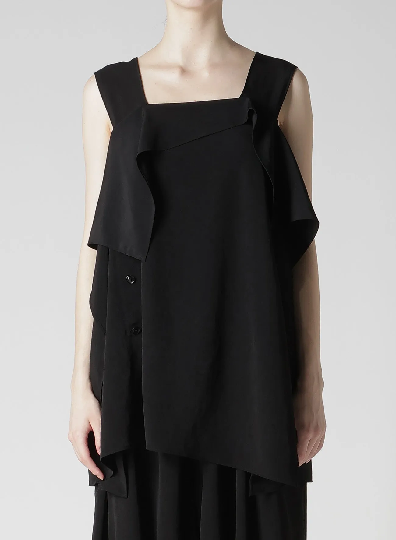 TA/PE CREPE DE CHINE FLARE SLEEVELESS BLOUSE sold by Yohji Yamamoto product image thumbnail 4