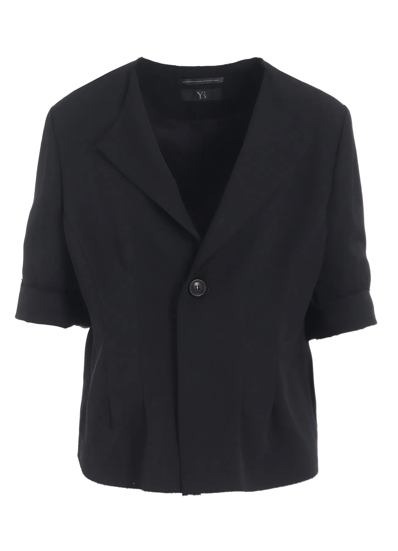 WOOL GABARDINE COLLARLESS SHORT JACKET sold by Yohji Yamamoto product image thumbnail 2