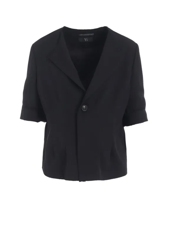 WOOL GABARDINE COLLARLESS SHORT JACKET made by Yohji Yamamoto