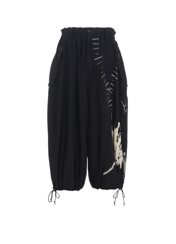 CUPRO DUNGAREE "Y" PRINT ELASTIC-WAIST PANTS sold by Yohji Yamamoto