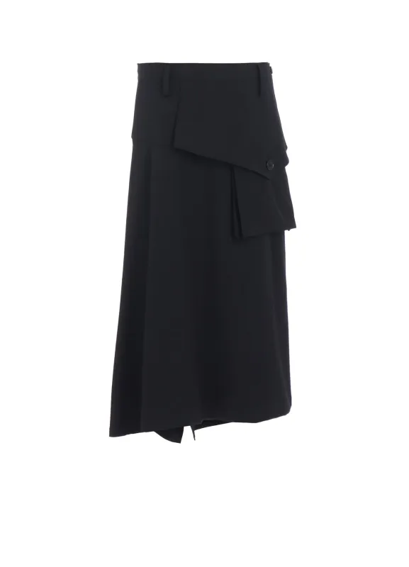 WOOL GABARDINE Y BIG FLAP SKIRT sold by Yohji Yamamoto