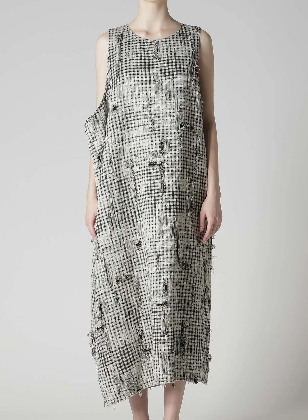 DAMAGED GINGHAM JACQUARD DRESS sold by Yohji Yamamoto product image thumbnail 4