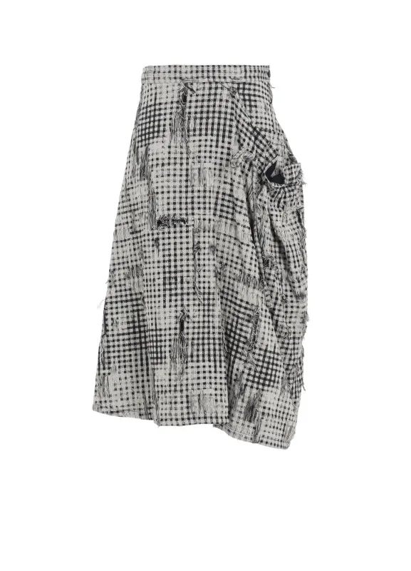 DAMAGED GINGHAM JACQUARD SKIRT sold by Yohji Yamamoto