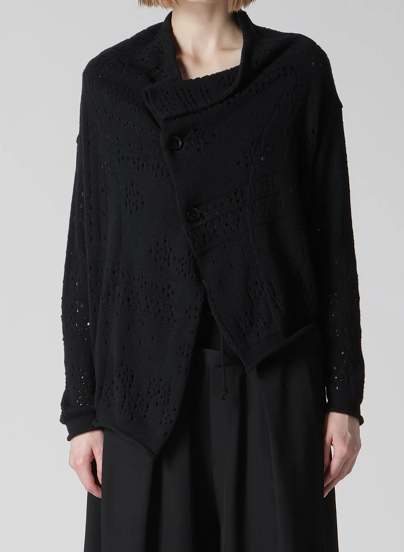 PATCHWORK LACE OFF-NECK CROPPED CARDIGAN sold by Yohji Yamamoto product image thumbnail 4