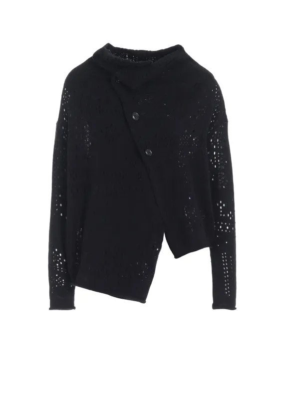 PATCHWORK LACE OFF-NECK CROPPED CARDIGAN made by Yohji Yamamoto
