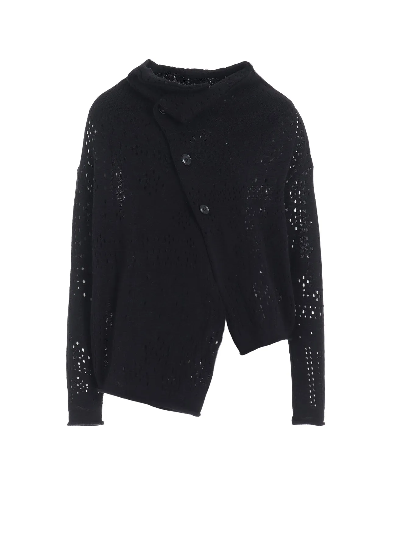 PATCHWORK LACE OFF-NECK CROPPED CARDIGAN sold by Yohji Yamamoto