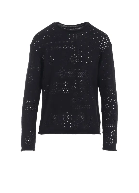 PATCHWORK LACE CURLED COLLAR ROUND NECK PULLOVER sold by Yohji Yamamoto