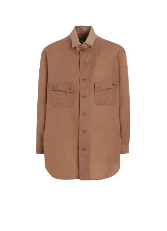 Cu/C/FLAX STAND COLLAR SHIRT sold by Yohji Yamamoto