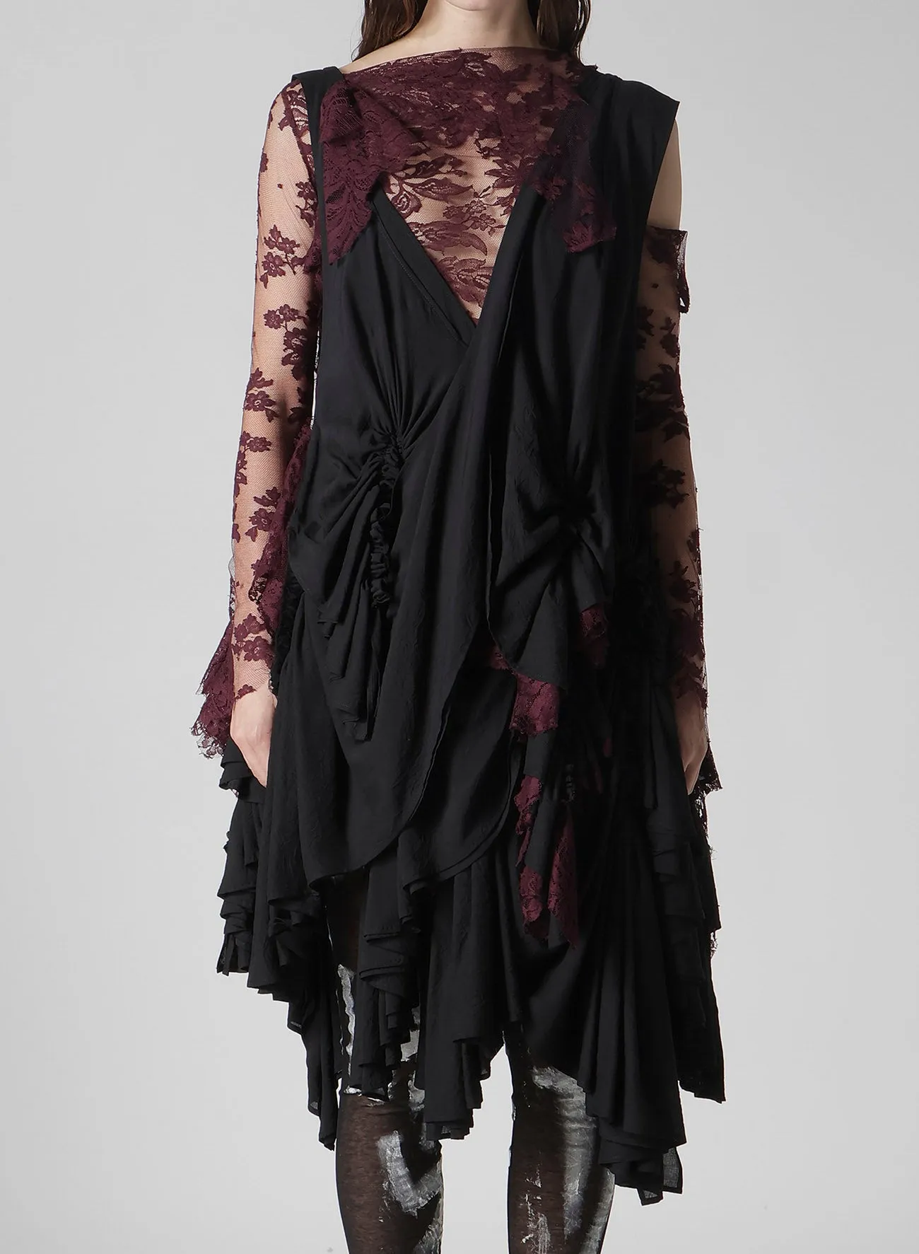 LACE GATHER DRESS sold by Yohji Yamamoto product image thumbnail 2