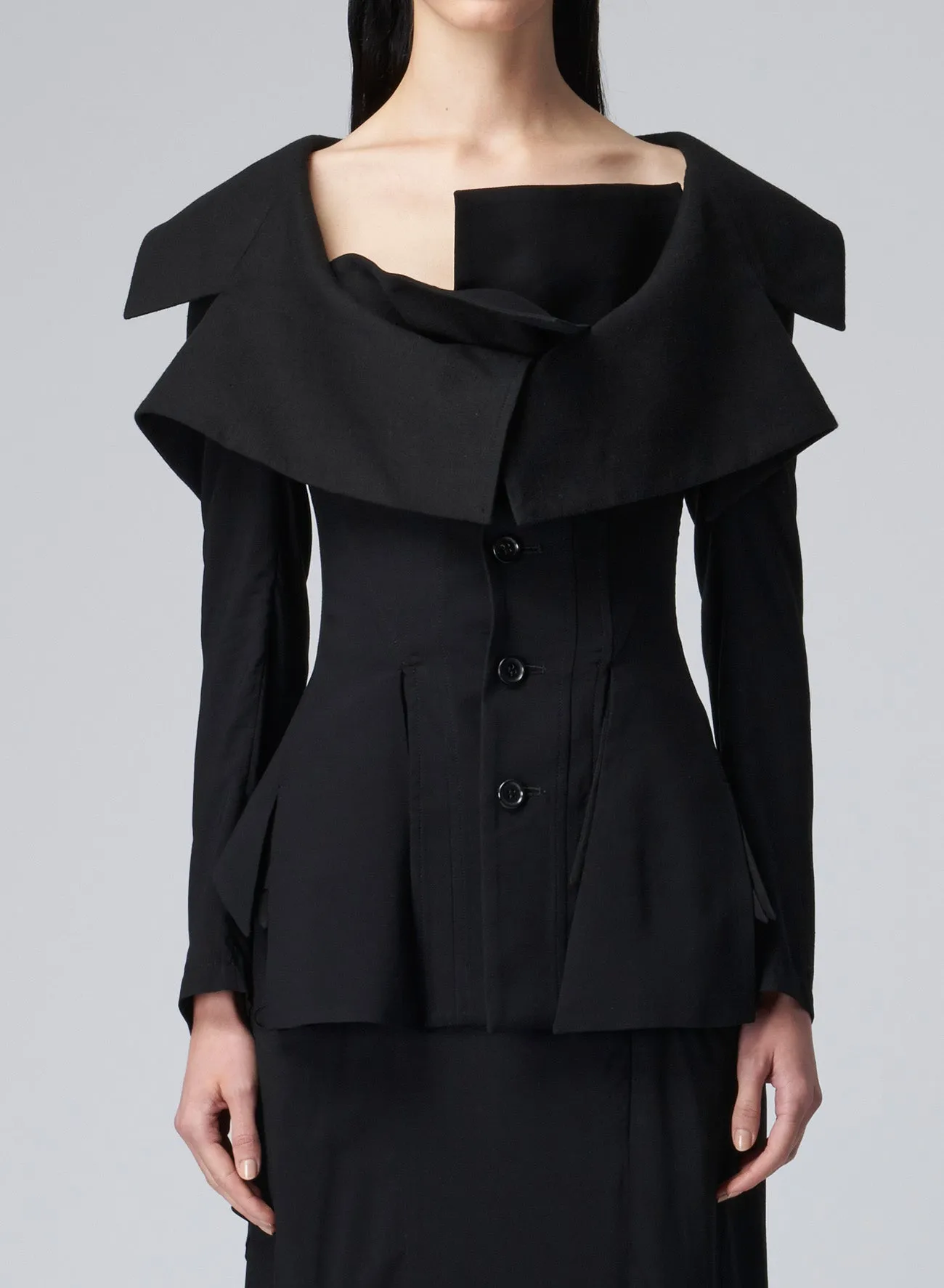 LACE-UP JACKET WITH OPEN NECKLINE sold by Yohji Yamamoto product image thumbnail 5