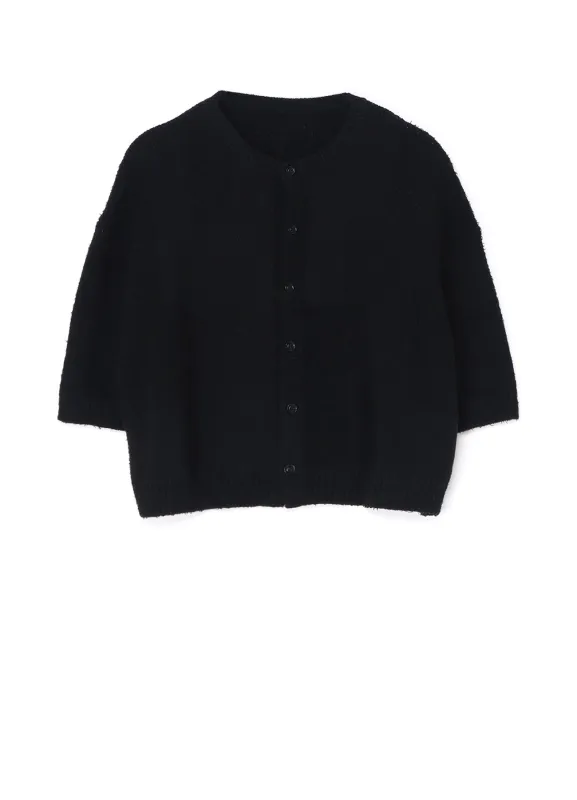 BLOCK CAMO JAQUARD CROPPED HALF SLEEVE KNIT CARDIGAN made by Yohji Yamamoto