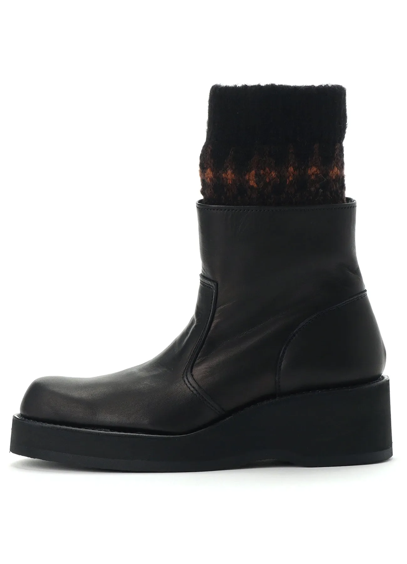 JACQUARD KNIT LEATHER COMBI NORDIC KNITTED BOOTS sold by Yohji Yamamoto product image thumbnail 3