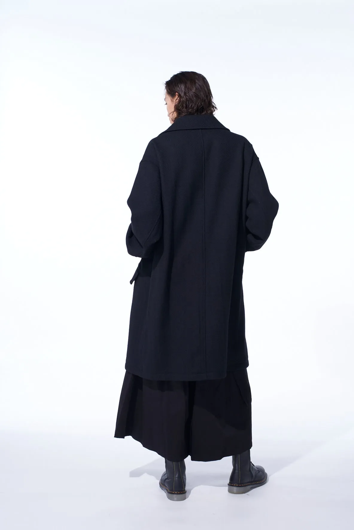 4/24 KERSEY OVERSIZED STAND COLLAR COAT sold by Yohji Yamamoto product image thumbnail 4