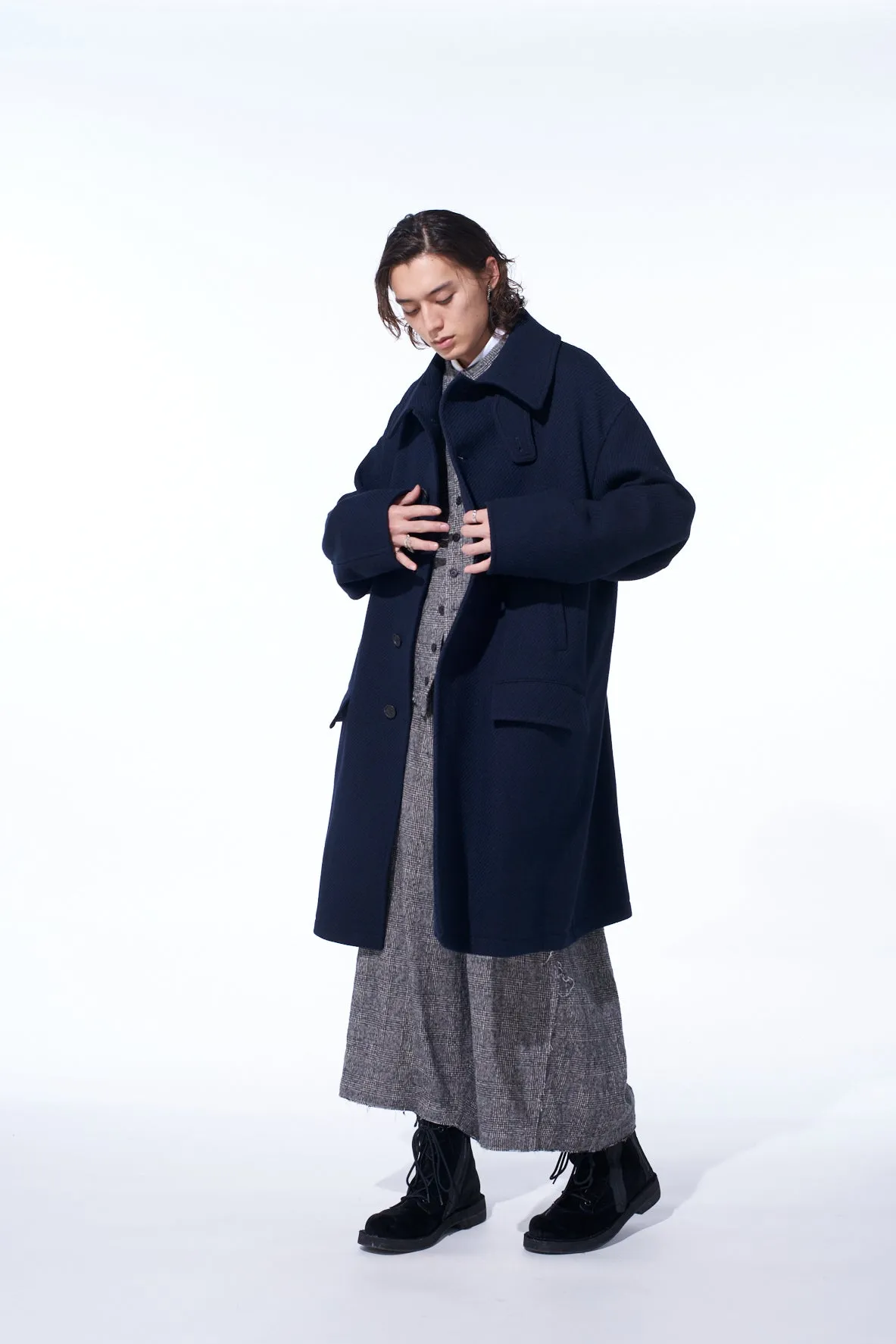 4/24 KERSEY OVERSIZED STAND COLLAR COAT sold by Yohji Yamamoto product image thumbnail 3