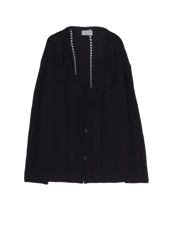 5G 1PLY OPENWORK RIB CARDIGAN sold by Yohji Yamamoto