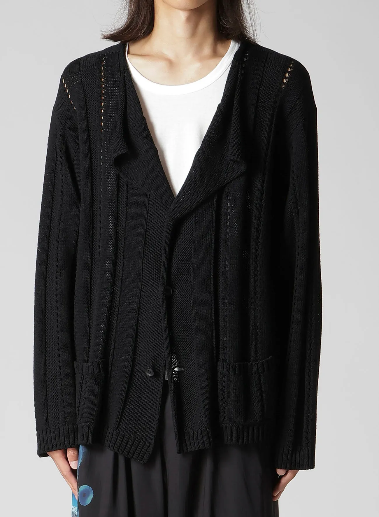 5G 1PLY OPENWORK RIB CARDIGAN sold by Yohji Yamamoto product image thumbnail 2
