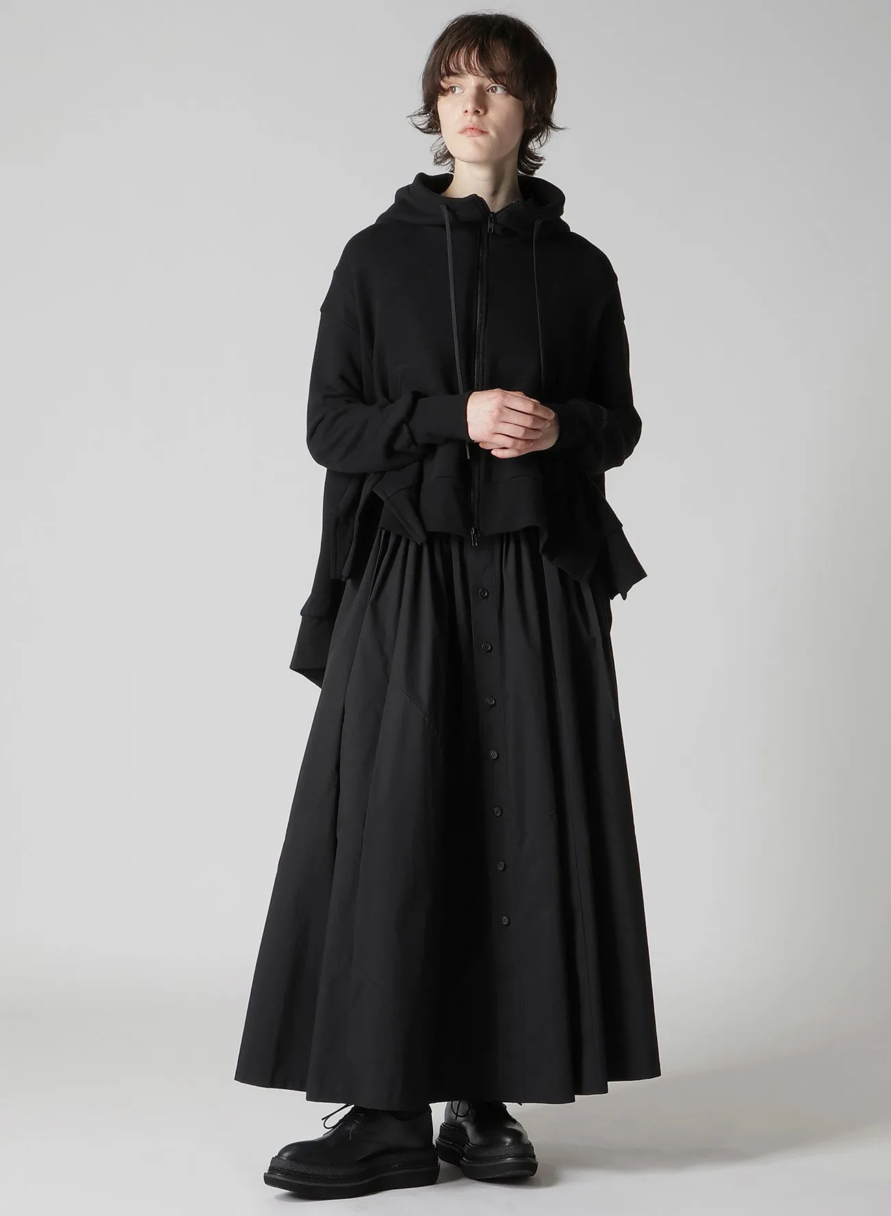 Liy/C FRENCH TERRY FLARED HOODIE sold by Yohji Yamamoto product image thumbnail 3