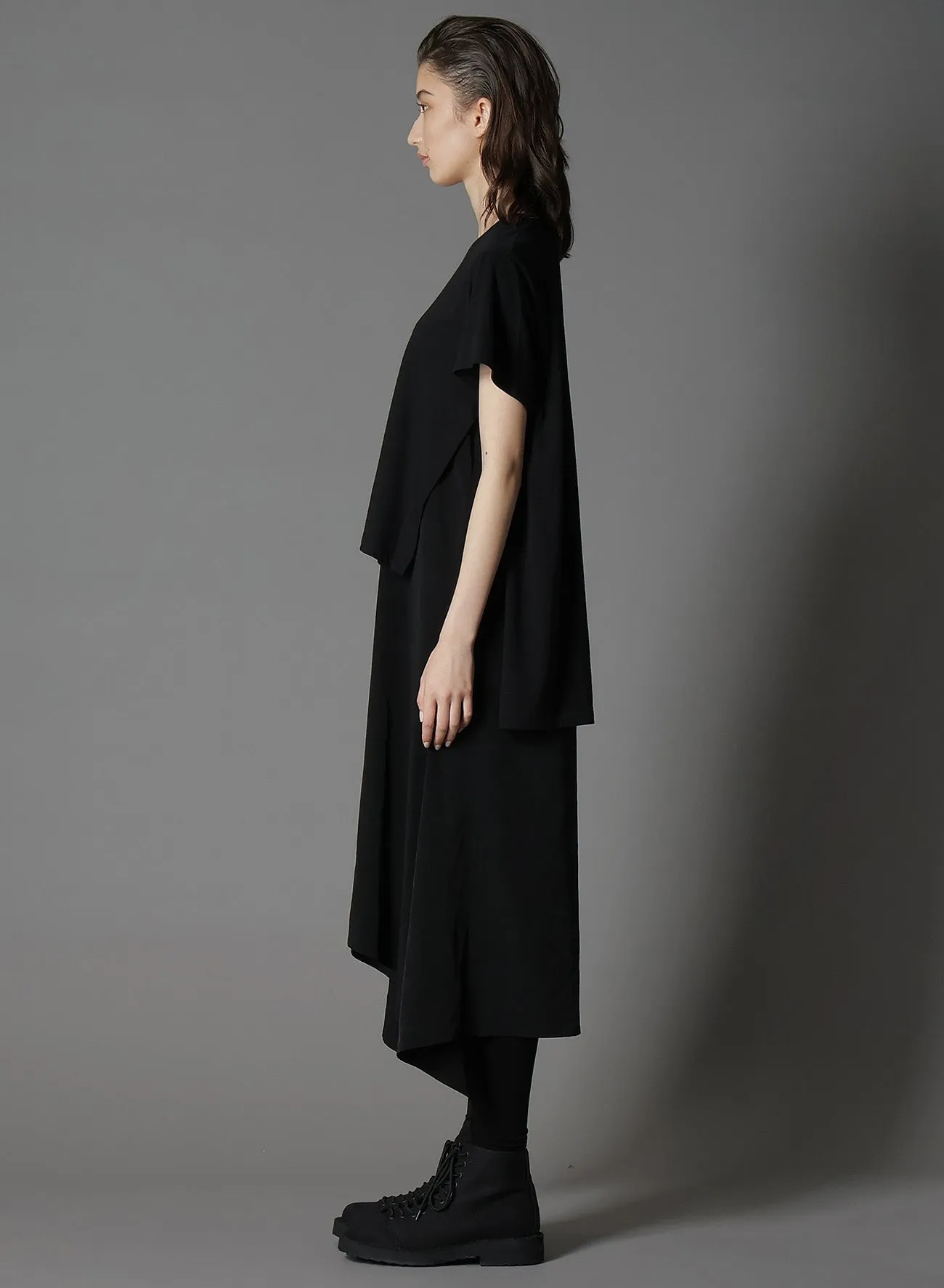 SILICON JERSEY+ CREPE DE CHINE DOCKING T-DRESS sold by Yohji Yamamoto product image thumbnail 4