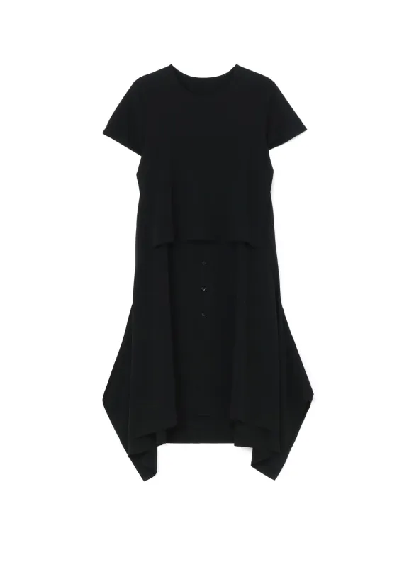 SILICON JERSEY+ CREPE DE CHINE DOCKING T-DRESS sold by Yohji Yamamoto