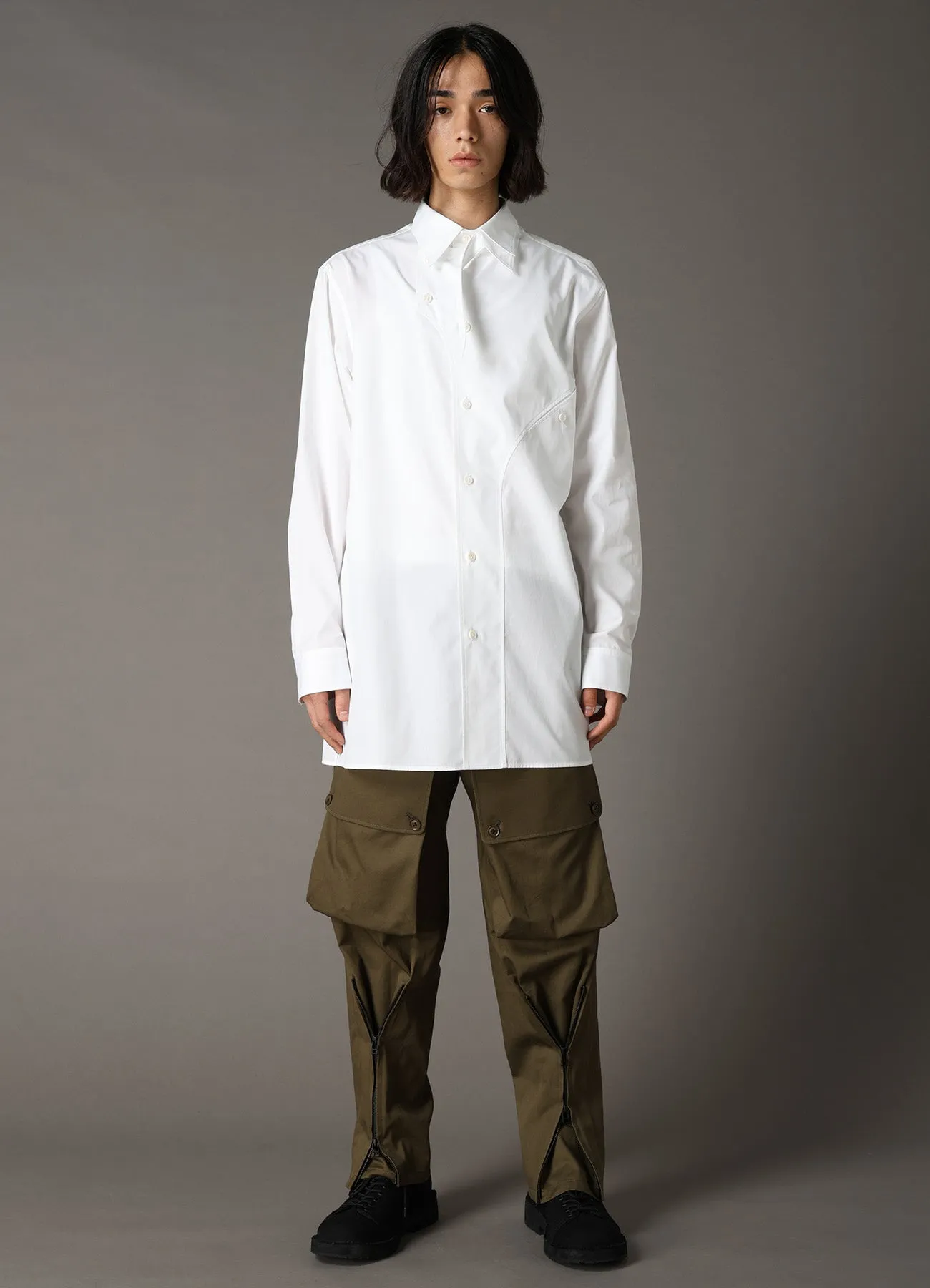 COTTON BROAD CURVED FRONT PANEL SHIRT sold by Yohji Yamamoto product image thumbnail 2