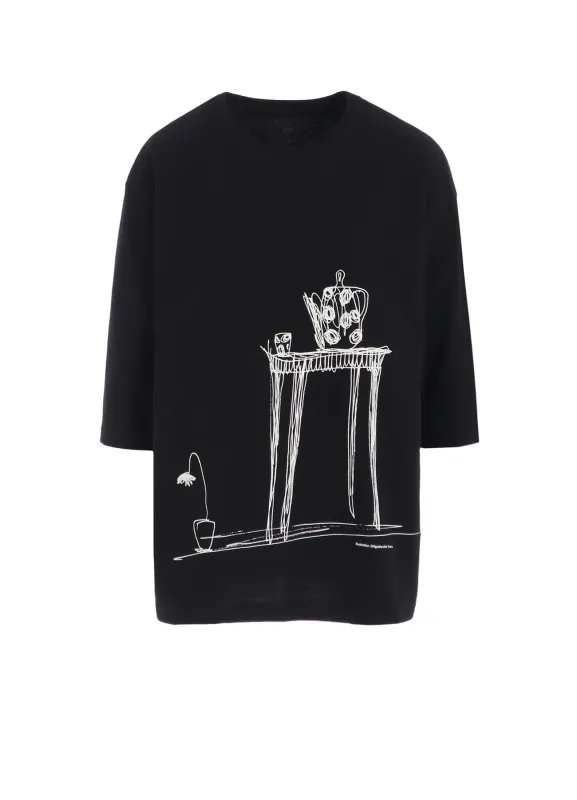 20/1 COMBED JERSEY POT & TABLE PRINT 3/4 SLEEVE SHIRT sold by Yohji Yamamoto