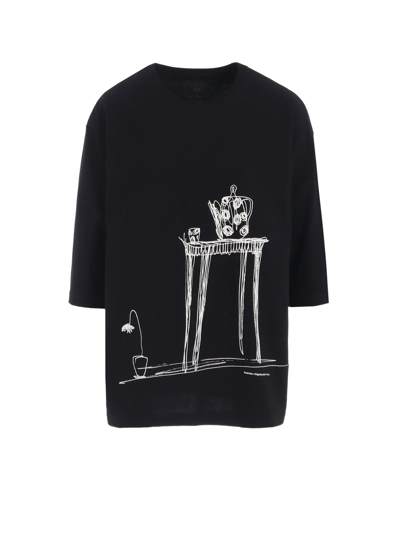 20/1 COMBED JERSEY POT & TABLE PRINT 3/4 SLEEVE SHIRT sold by Yohji Yamamoto