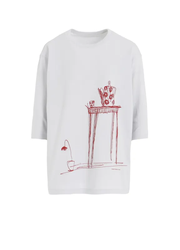 20/1 COMBED JERSEY POT & TABLE PRINT 3/4 SLEEVE SHIRT sold by Yohji Yamamoto