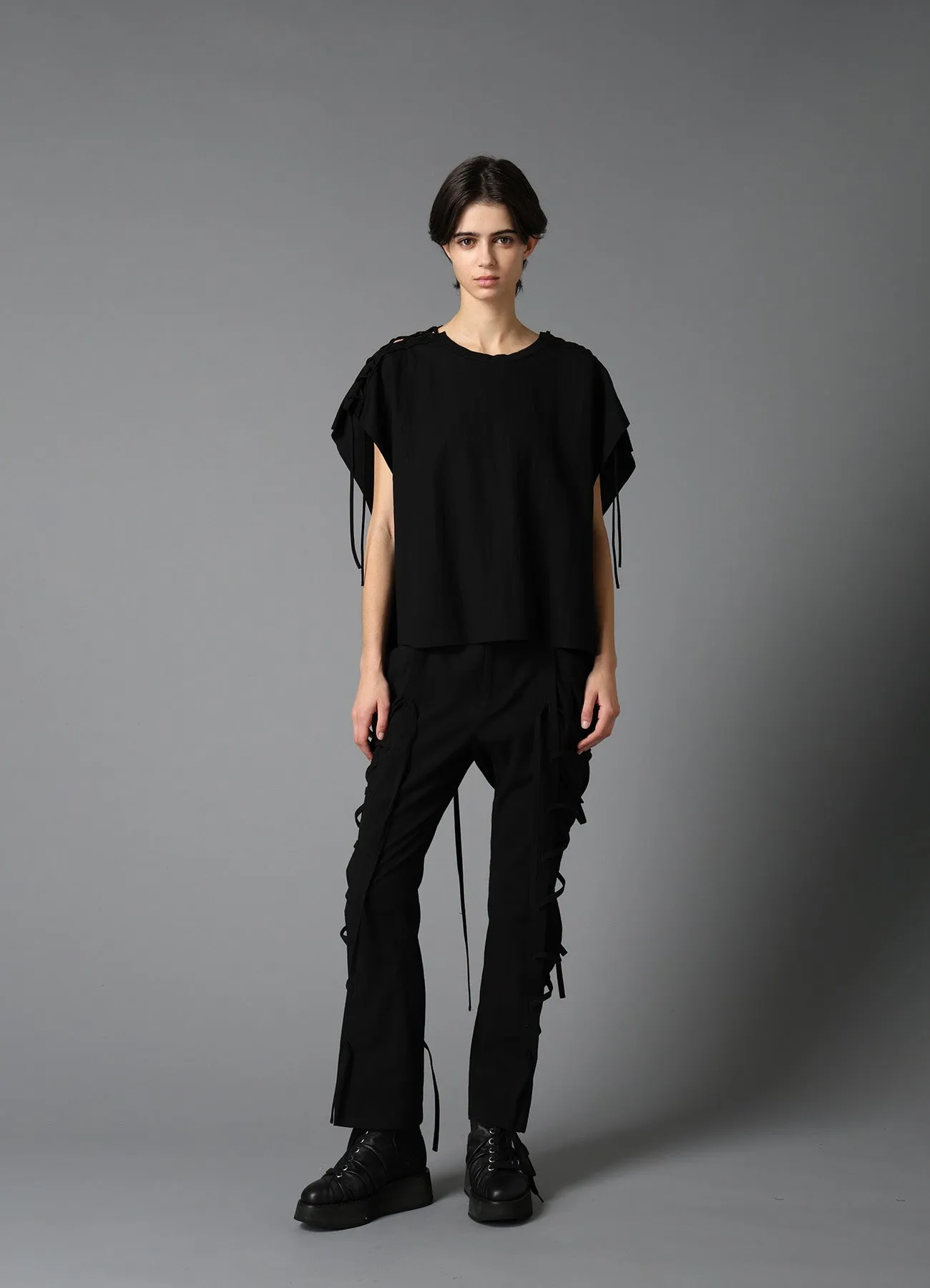 NATURAL SMOOTH LACE UP SQUARE TEE sold by Yohji Yamamoto product image thumbnail 4