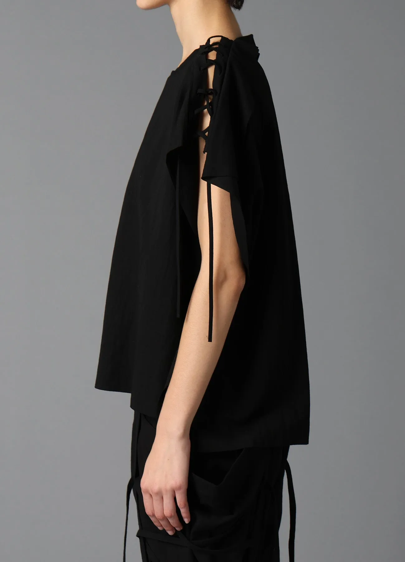 NATURAL SMOOTH LACE UP SQUARE TEE sold by Yohji Yamamoto product image thumbnail 5