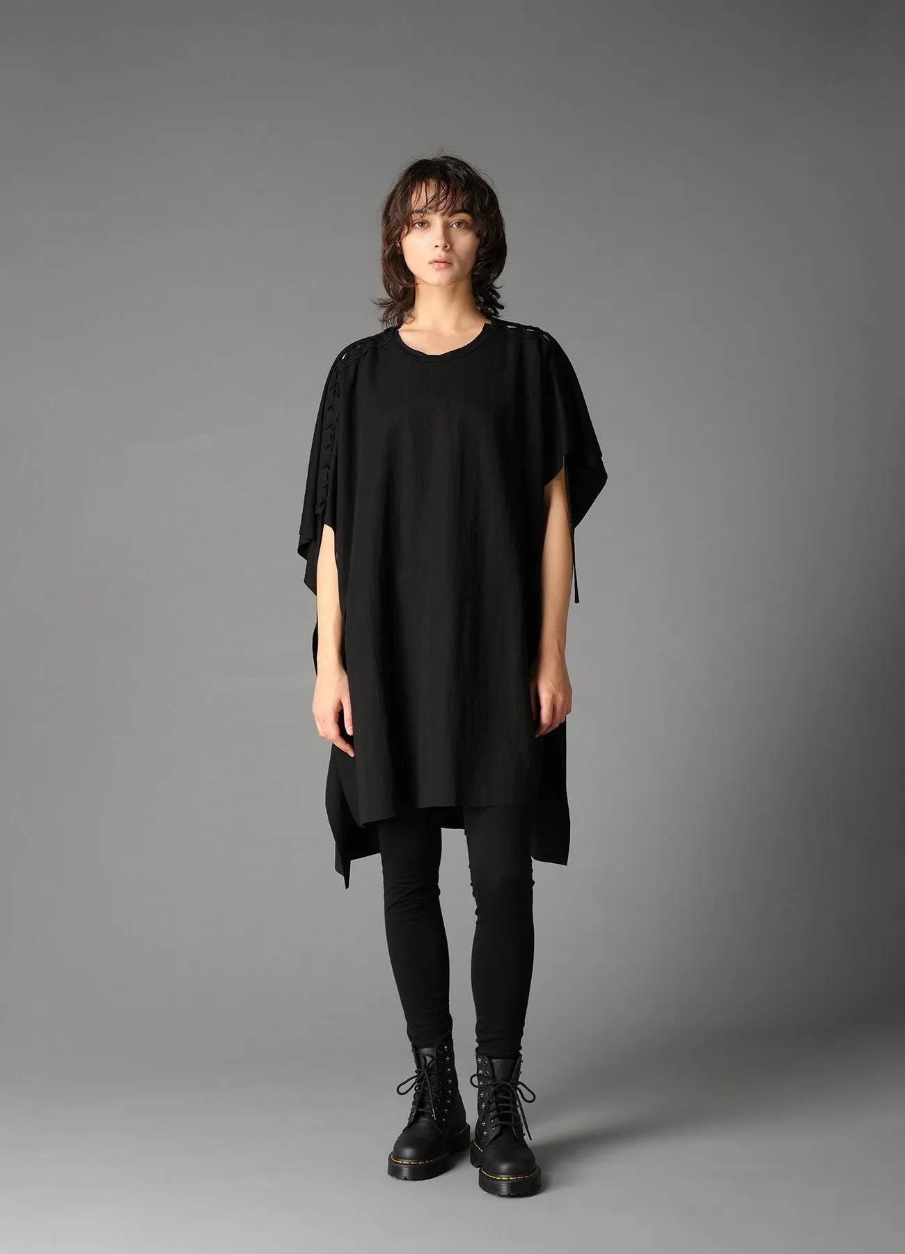 NATURAL SMOOTH LACE UP ASYMMETRIC TEE sold by Yohji Yamamoto product image thumbnail 4