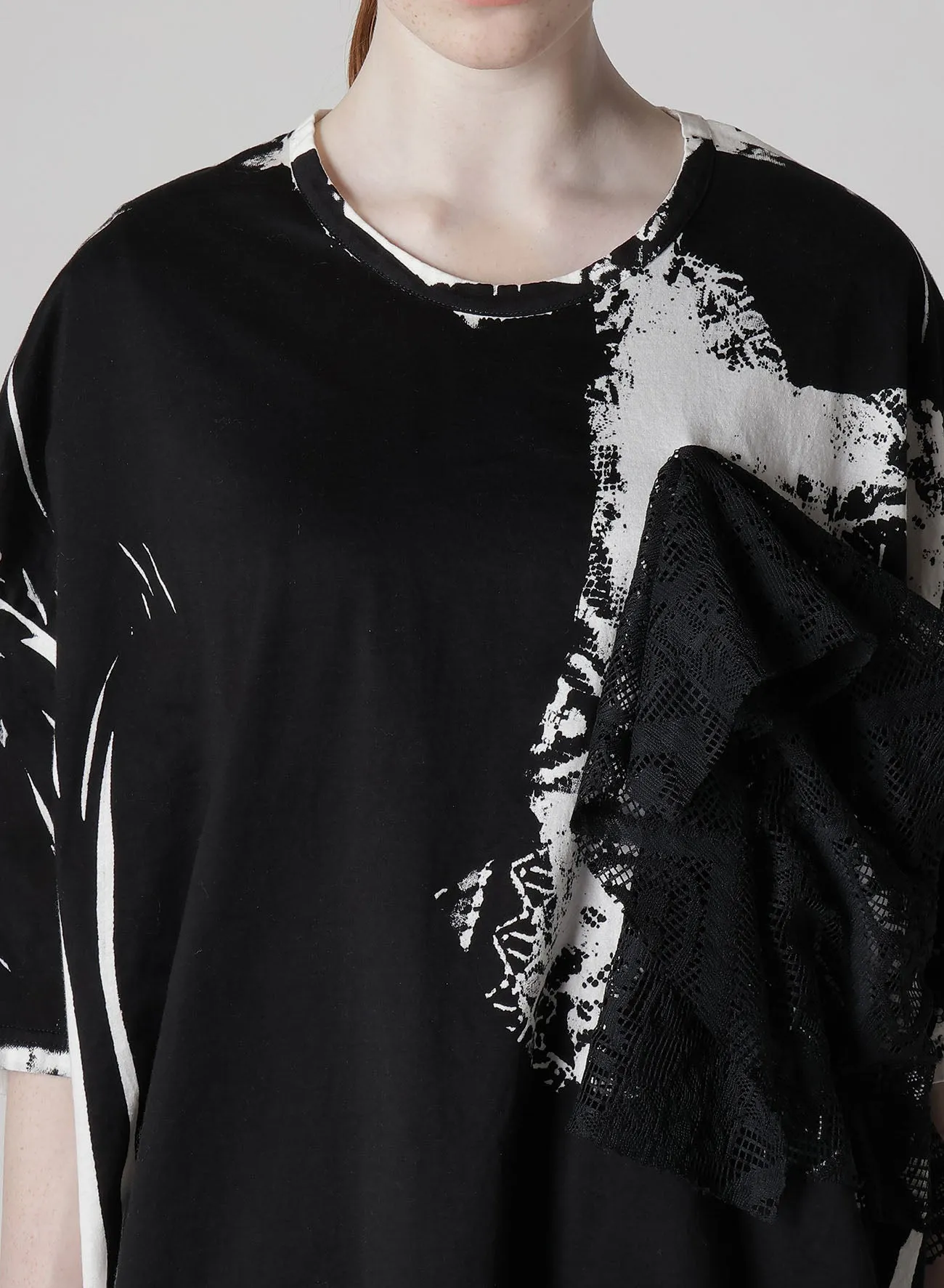 COTTON LACE/PRINT BIG POCKET PULLOVER sold by Yohji Yamamoto product image thumbnail 5