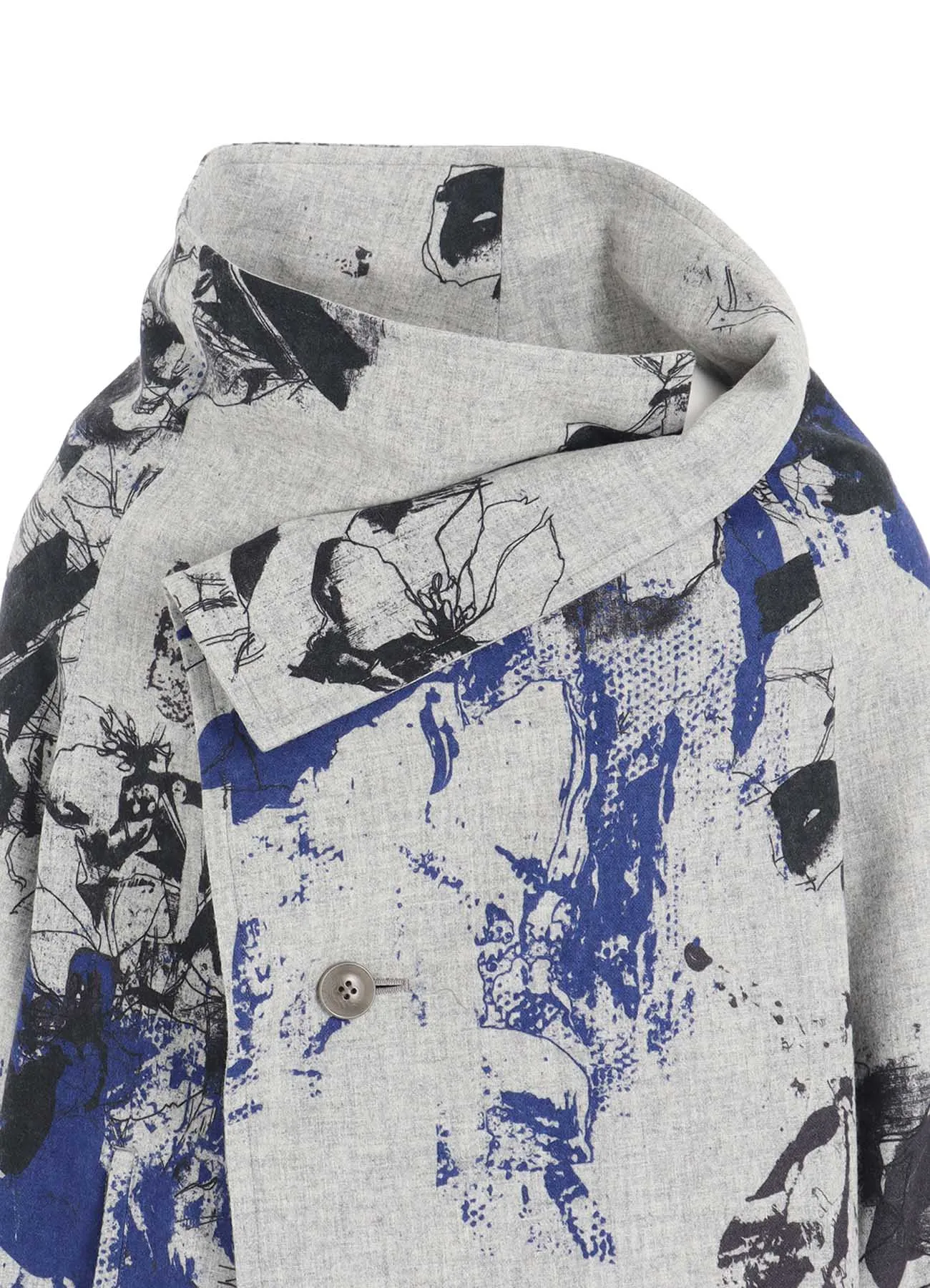 WOOL FLOWER PRINT WRAP COAT sold by Yohji Yamamoto product image thumbnail 5