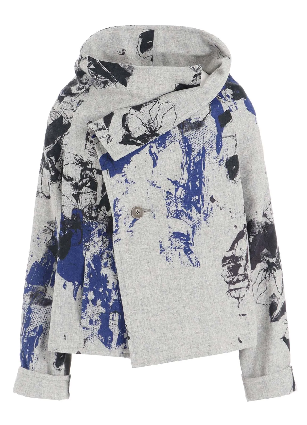 WOOL FLOWER PRINT WRAP COAT sold by Yohji Yamamoto product image thumbnail 2