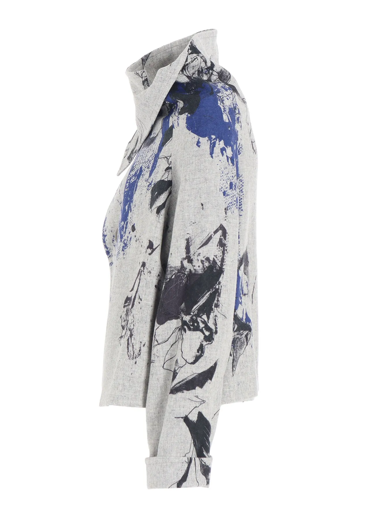 WOOL FLOWER PRINT WRAP COAT sold by Yohji Yamamoto product image thumbnail 3