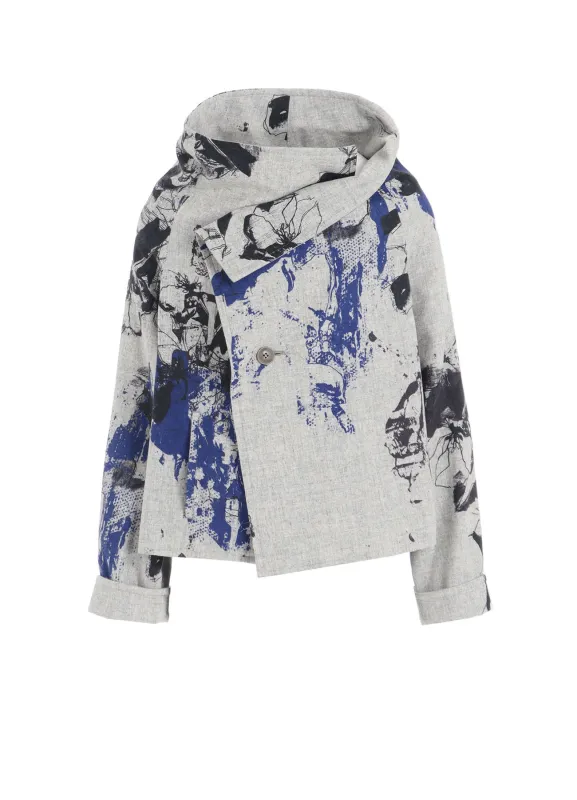 WOOL FLOWER PRINT WRAP COAT sold by Yohji Yamamoto