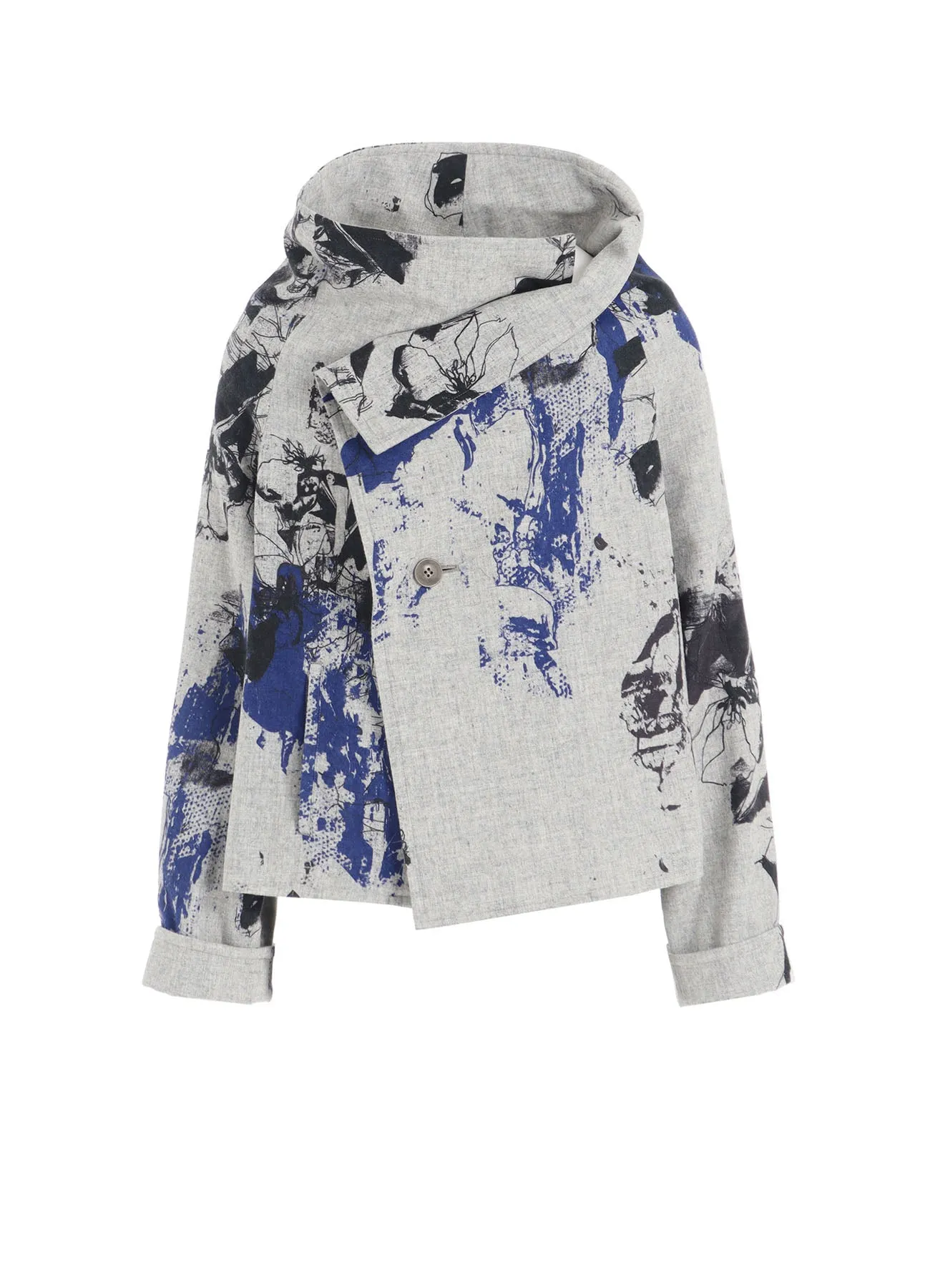 WOOL FLOWER PRINT WRAP COAT sold by Yohji Yamamoto