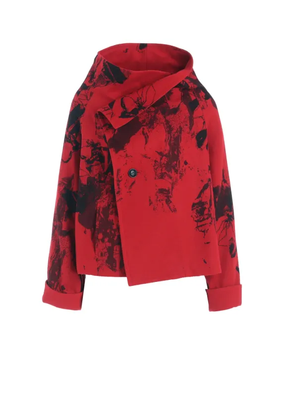 WOOL FLOWER PRINT WRAP COAT sold by Yohji Yamamoto