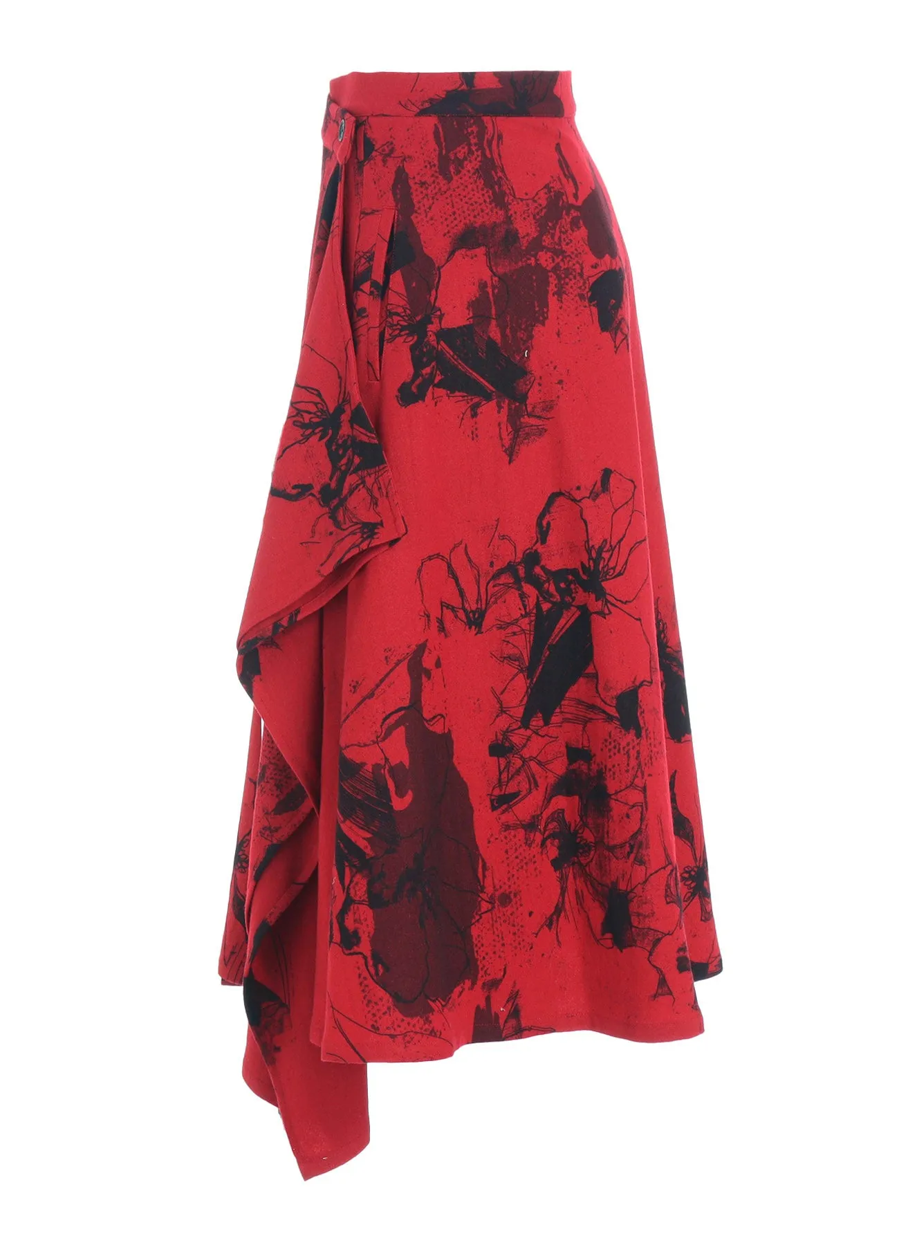 WOOL FLOWER PRINT SKIRT sold by Yohji Yamamoto product image thumbnail 3