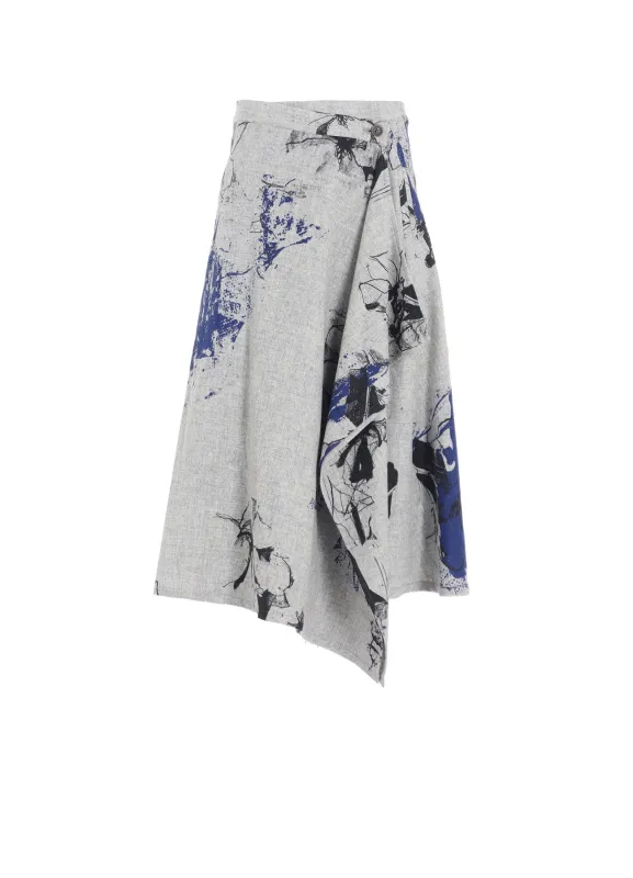 WOOL FLOWER PRINT SKIRT sold by Yohji Yamamoto