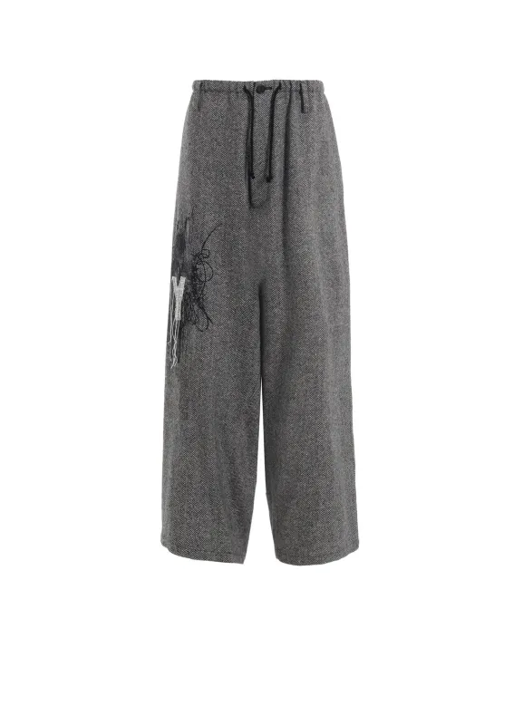 HERRINGBONE TWEED WAIST-STRING WIDE PANTS sold by Yohji Yamamoto