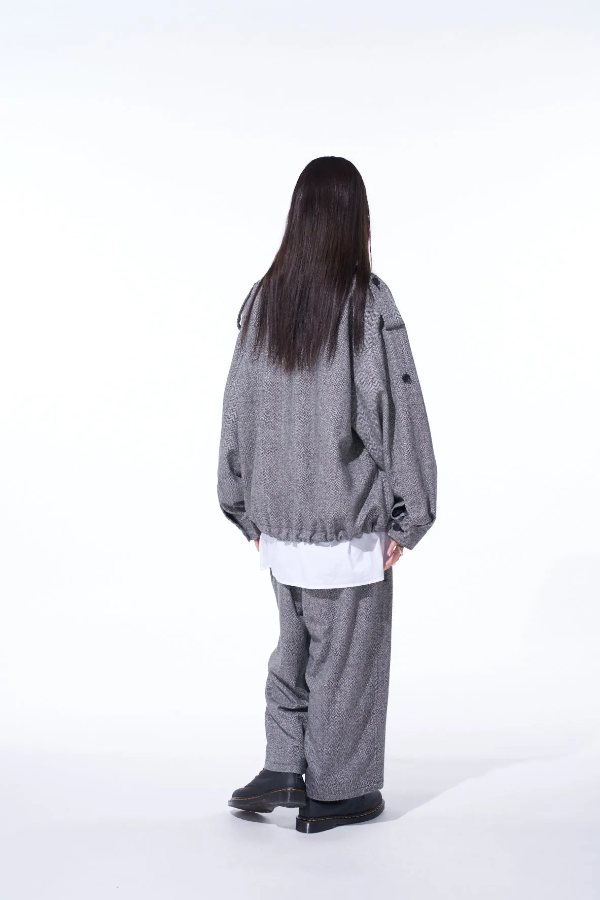 HERRINGBONE TWEED EPAULETTE OVERSIZED BLOUSON sold by Yohji Yamamoto product image thumbnail 4