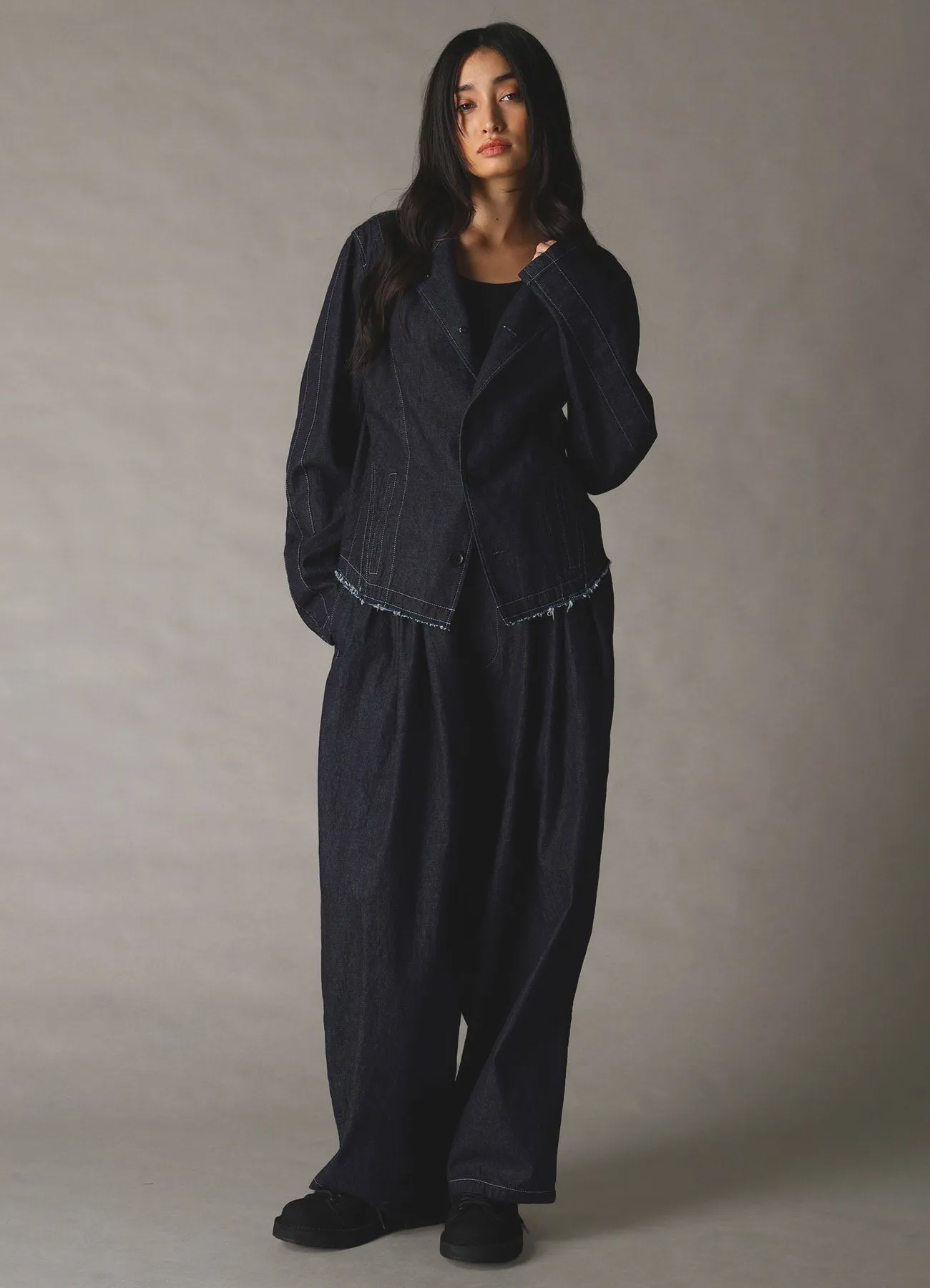 8oz SLUB DENIM TUCK PANTS sold by Yohji Yamamoto product image thumbnail 4